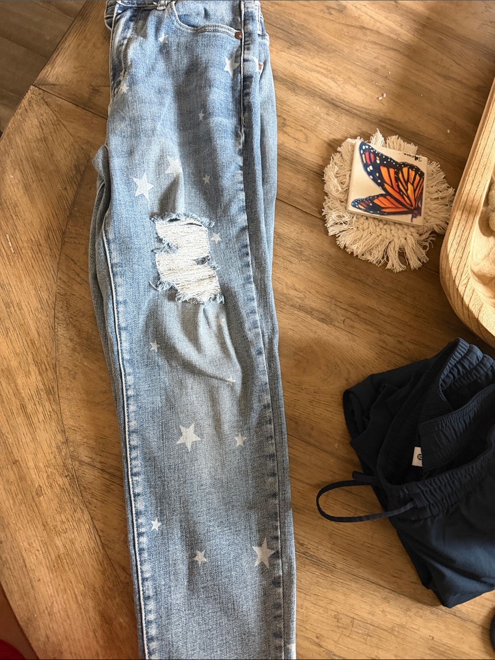 JUDY BLUE Light Blue Star Print Women's Jeans - Casual Distressed Style